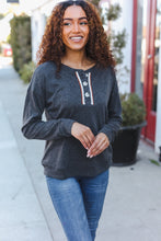 Load image into Gallery viewer, Casual Days Grey Ribbed Knit Button Down Henley Pullover
