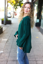 Load image into Gallery viewer, Casual Chic Oversized V Neck Rib Knit Sweater in Hunter Green
