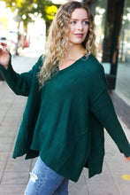 Load image into Gallery viewer, Casual Chic Oversized V Neck Rib Knit Sweater in Hunter Green
