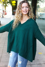 Load image into Gallery viewer, Casual Chic Oversized V Neck Rib Knit Sweater in Hunter Green
