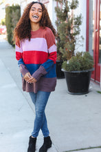 Load image into Gallery viewer, Lock Eyes Lilac Multi-Stripe Ribbed Knit Sweater Pullover
