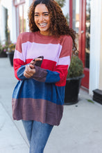 Load image into Gallery viewer, Lock Eyes Lilac Multi-Stripe Ribbed Knit Sweater Pullover
