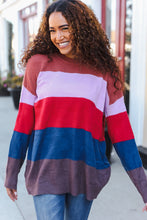 Load image into Gallery viewer, Lock Eyes Lilac Multi-Stripe Ribbed Knit Sweater Pullover
