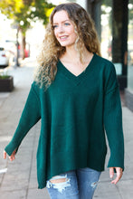 Load image into Gallery viewer, Casual Chic Oversized V Neck Rib Knit Sweater in Hunter Green
