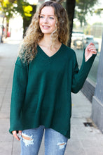 Load image into Gallery viewer, Casual Chic Oversized V Neck Rib Knit Sweater in Hunter Green
