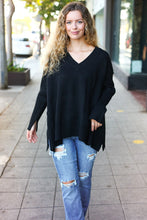 Load image into Gallery viewer, Casual Chic Oversized V Neck Rib Knit Sweater in Black
