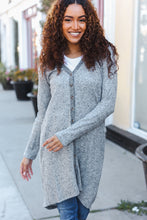 Load image into Gallery viewer, Spread Joy Grey Brushed Knit Crochet Button Down Duster Cardigan
