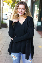 Load image into Gallery viewer, Casual Chic Oversized V Neck Rib Knit Sweater in Black
