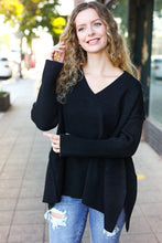 Load image into Gallery viewer, Casual Chic Oversized V Neck Rib Knit Sweater in Black
