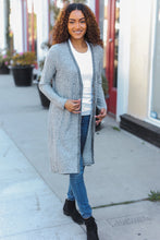 Load image into Gallery viewer, Spread Joy Grey Brushed Knit Crochet Button Down Duster Cardigan
