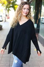 Load image into Gallery viewer, Casual Chic Oversized V Neck Rib Knit Sweater in Black
