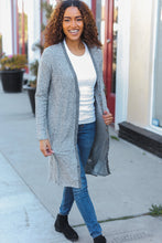 Load image into Gallery viewer, Spread Joy Grey Brushed Knit Crochet Button Down Duster Cardigan
