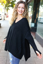 Load image into Gallery viewer, Casual Chic Oversized V Neck Rib Knit Sweater in Black
