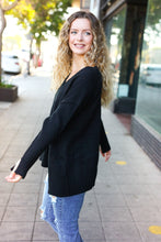 Load image into Gallery viewer, Casual Chic Oversized V Neck Rib Knit Sweater in Black
