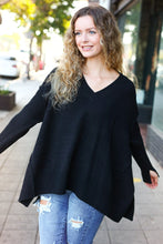 Load image into Gallery viewer, Casual Chic Oversized V Neck Rib Knit Sweater in Black
