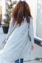 Load image into Gallery viewer, Spread Joy Grey Brushed Knit Crochet Button Down Duster Cardigan
