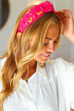 Load image into Gallery viewer, Gem Cowboy Boot Embellished Top Knot Headband in Fuchsia
