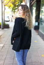 Load image into Gallery viewer, Casual Chic Oversized V Neck Rib Knit Sweater in Black
