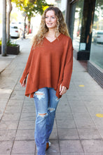 Load image into Gallery viewer, Casual Chic Oversized V Neck Rib Knit Sweater in Rust
