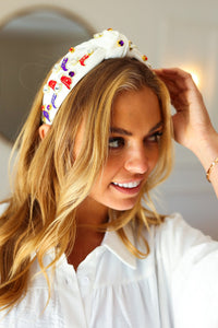 Gem Cowboy Embellished Top Knot Headband in Red White & Blue