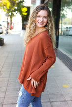 Load image into Gallery viewer, Casual Chic Oversized V Neck Rib Knit Sweater in Rust
