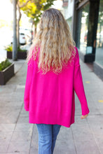 Load image into Gallery viewer, Be Bold Magenta Oversized V Neck Rib Knit Sweater
