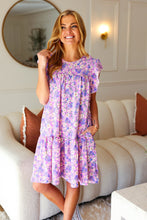 Load image into Gallery viewer, Lovely In Florals Tiered Ruffle Sleeve Woven Dress in Lilac
