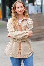Load image into Gallery viewer, Eyes On You Quilted Knit Button Down Shacket in Taupe
