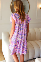 Load image into Gallery viewer, Lovely In Florals Tiered Ruffle Sleeve Woven Dress in Lilac
