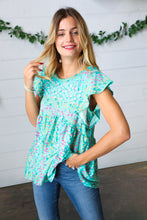 Load image into Gallery viewer, Native Waters Floral Stripes Babydoll Top
