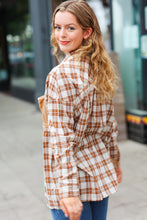 Load image into Gallery viewer, Peak Perfection Taupe Plaid Velvet Pocket Button Down Top
