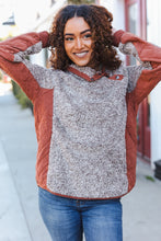 Load image into Gallery viewer, Beautiful You Brown Sherpa Quilted Snap Button Pullover
