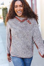 Load image into Gallery viewer, Beautiful You Brown Sherpa Quilted Snap Button Pullover
