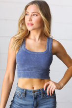 Load image into Gallery viewer, Bare Necessity Rib Cropped Square Neck Tank in Washed Navy
