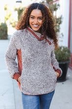 Load image into Gallery viewer, Beautiful You Brown Sherpa Quilted Snap Button Pullover
