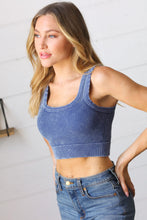 Load image into Gallery viewer, Bare Necessity Rib Cropped Square Neck Tank in Washed Navy

