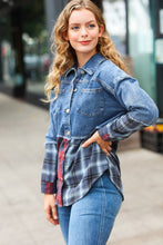 Load image into Gallery viewer, Denim Days &amp; Plaid Nights Color Block Cut Edge Shacket
