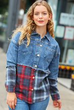 Load image into Gallery viewer, Denim Days &amp; Plaid Nights Color Block Cut Edge Shacket
