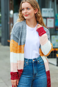 Fall For You Color Block Open Cardigan