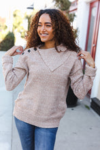 Load image into Gallery viewer, You Got This Marbled Taupe Rib Button Collared Sweater Pullover
