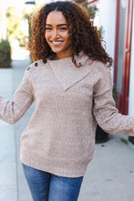 Load image into Gallery viewer, You Got This Marbled Taupe Rib Button Collared Sweater Pullover
