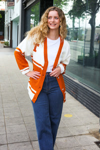 Game Day Burnt Orange "T" Embroidered Cardigan