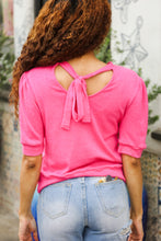 Load image into Gallery viewer, Pretty In Pink Mock Neck With Back Ribbon Bow Tie Sweater Top
