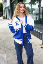 Load image into Gallery viewer, Game Day Blue &quot;K&quot; Embroidered Cardigan
