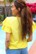 Load image into Gallery viewer, Lovely In Tiered Double Ruffle Sleeve Woven Top in Yellow
