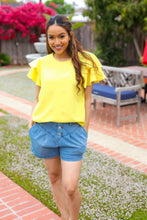 Load image into Gallery viewer, Lovely In Tiered Double Ruffle Sleeve Woven Top in Yellow
