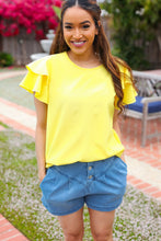 Load image into Gallery viewer, Lovely In Tiered Double Ruffle Sleeve Woven Top in Yellow
