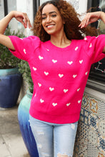 Load image into Gallery viewer, Be Mine Pink &amp; White Heart Oversized Jacquard Sweater
