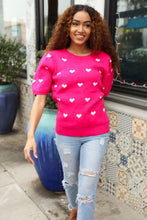 Load image into Gallery viewer, Be Mine Pink &amp; White Heart Oversized Jacquard Sweater
