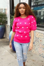 Load image into Gallery viewer, Be Mine Pink &amp; White Heart Oversized Jacquard Sweater
